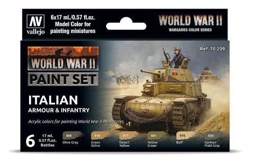 Vallejo 70209 Color-Set, WWII Italian Armour & Infantry, 6x17 ml (Model Color)