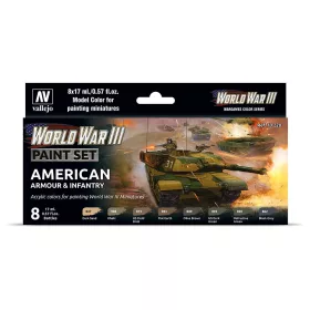   Vallejo 70220 Color-Set, WWIII American Armour & Infantry, 8x17 ml (Model Color)