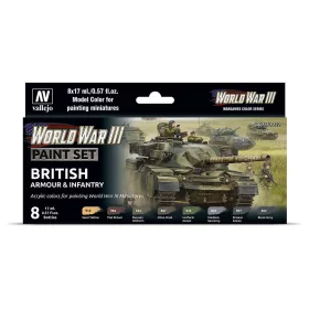   Vallejo 70222 Color-Set, WWIII British Armour & Infantry, 8x17 ml (Model Color)