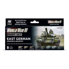   Vallejo 70224 Color-Set, WWIII East German Armour & Infantry, 8x17 ml (Model Color)