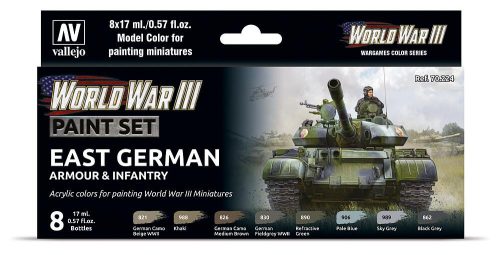 Vallejo 70224 Color-Set, WWIII East German Armour & Infantry, 8x17 ml (Model Color)