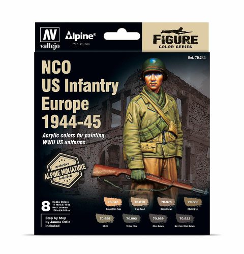 Vallejo 70244 Color-Set, NCO US Infantry Europe 1944-45, 8x17 ml (Model Color)