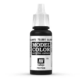   Vallejo 70861 Glossy Black - 17 ml (Model Color) (170) akril makett festék