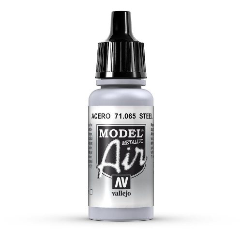 Vallejo 71065 Steel, Metallic, 17 ml (Model Air) akril makettfesték