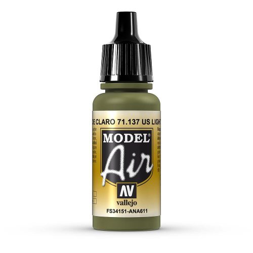 Vallejo 71137 US Light Green, 17 ml (Model Air) akril makettfesték