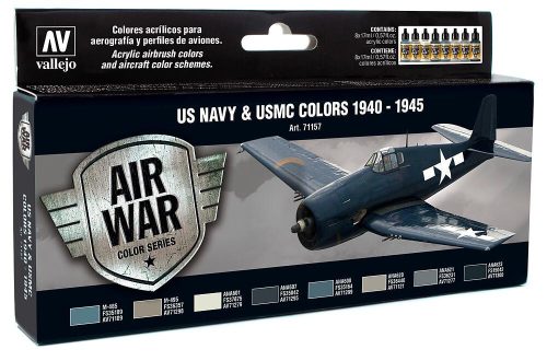 Vallejo 71157 Model Air Paint Set - US Navy & USMC Colors WWII 1940-1945 (8 x 17ml)