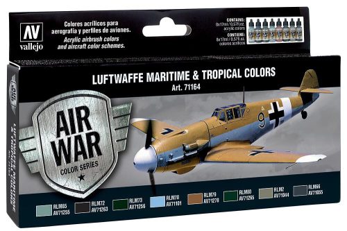 Vallejo 71164 Model Air Paint Set - Luftwaffe Maritime & Tropical Colors (8 x 17ml)