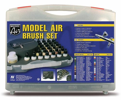 Vallejo 71172 Model Air - Basic Colours & Airbrush Set (29 x 17ml)