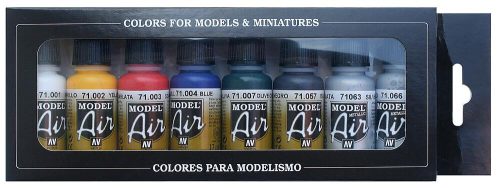 Vallejo 71174 Model Air Paint Set - Basic Colors (8 x 17ml)