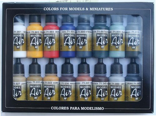 Vallejo 71178 Model Air Paint Set - Basic Colors (16 x 17ml)