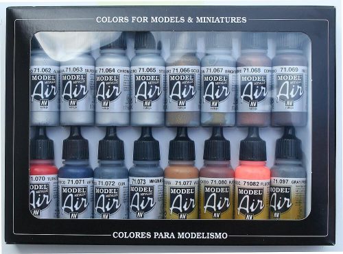 Vallejo 71181 Model Air Paint Set - Metallic Colors (16 x 17ml)