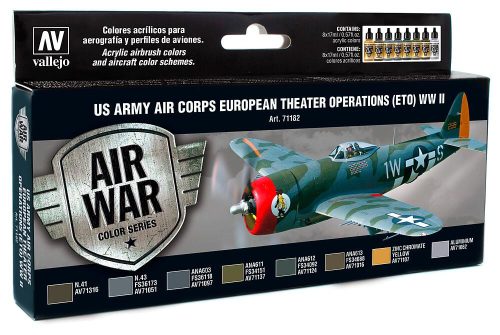 Vallejo 71182 Model Air Paint Set - US Army Air Corps European Theater Operations (8 x 17ml)