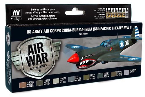 Vallejo 71184 Model Air Paint Set - US Army Air Corps China-Burma-India Pacific Theater (8 x 17