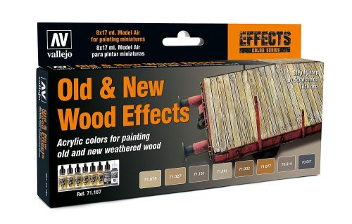 Vallejo 71187 Model Air Paint Set - Old & New Wood Effects (8 x 17ml)