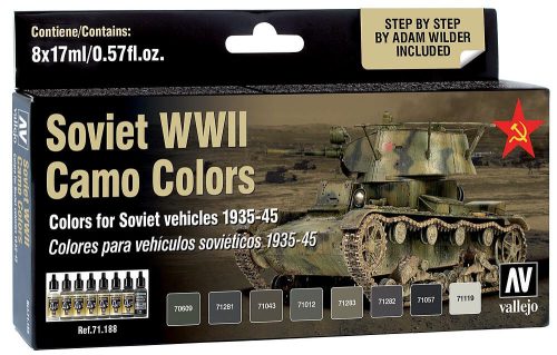 Vallejo 71188 Model Air Paint Set - Soviet AFC WWII Camo Colors (8 x 17ml)