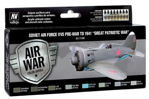 Vallejo 71196 Model Air Paint Set - Soviet Air Force VVS Pre-War to 1941 Great Patriotic War (8