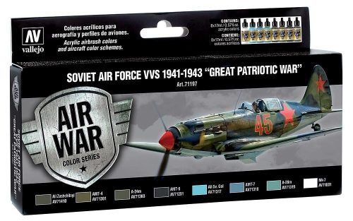 Vallejo 71197 Model Air Paint Set - Soviet Air Force VVS 1941 to 1943 Great Patriotic War (8 x 