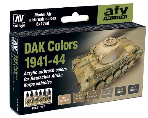 Vallejo 71207 Model Air Paint Set - DAK (Deutsches Afrika Korps) 1941-1944 (8 x 17 ml)