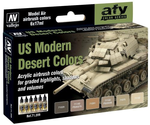 Vallejo 71209 Model Air Paint Set - US Modern Desert Colors (8 x 17ml)