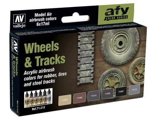 Vallejo 71213 Color-Set, Wheels & Tracks, 6x17 ml (Model Air)