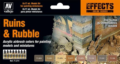 Vallejo 71214 Color-Set, Ruins & Rubble, 8x17 ml (Model Air)