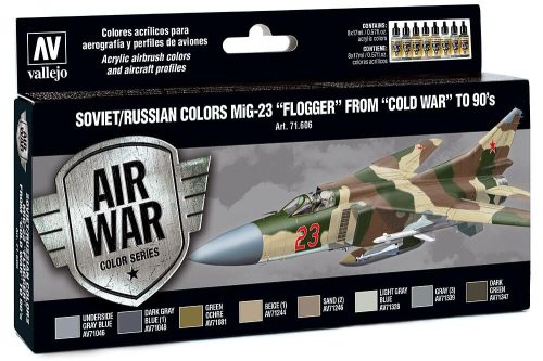 Vallejo 71606 Color-Set, Soviet/Russian colors MiG-23 “Flogger” from 70’s to 90’s, 8x17 ml (Model Air)