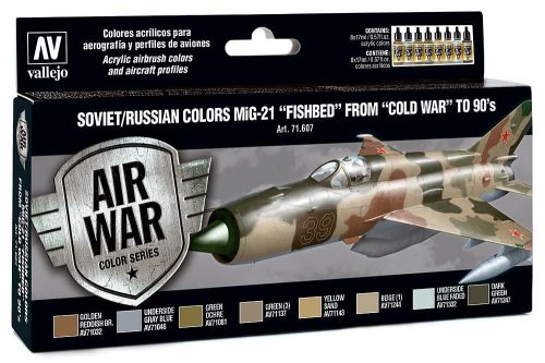 Vallejo 71607 Color-Set, Soviet/Russian colors MiG-21 “Fishbed” from 50’s to 90’s, 8x17 ml (Model Air)