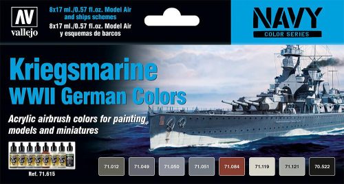 Vallejo 71615 Color-Set, Kriegsmarine WWII German Colors, 8x17 ml (Model Air)