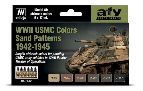 Vallejo 71624 Color-Set, WWII USMC Colors Sand Patterns 1942-1945, 8x17 ml (Model Air)