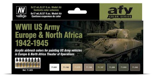 Vallejo 71625 Color-Set, WWII US Army Europe & North Africa 1942-1945, 8x17 ml (Model Air)