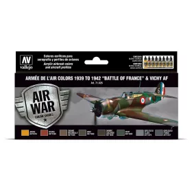   Vallejo 71626 Color-Set, Armée de l’Air colors 1939 to 1942 “Battle of France” & Vichy AF, 8x17 ml (Model Air)