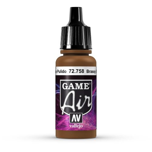 Vallejo 72758 Brassy Brass, 17 ml (Game Air) akril makettfesték