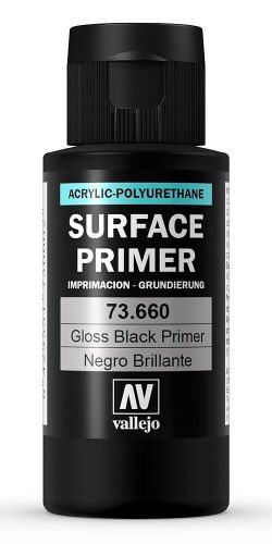 Vallejo 73660 Glossy Black Surface Primer, 60 ml - akril alapozó makett festék