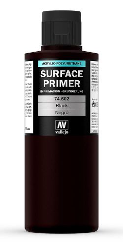 Vallejo 74602 Black, Surface Primer (Model Color) 200 ml - akril alapozó modellfesték