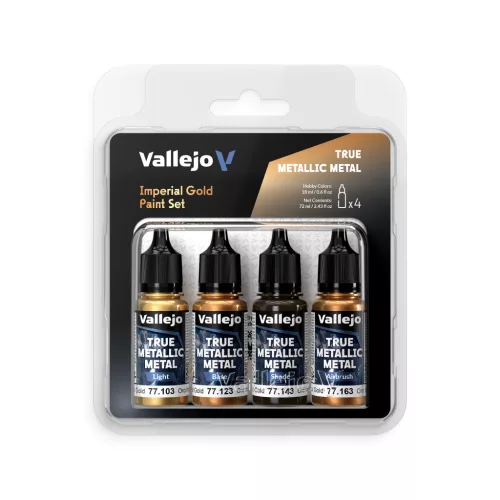 Vallejo 77252 IMPERIAL GOLD festék szett - 18ml (True Metallic Metal) 4 db makett festék
