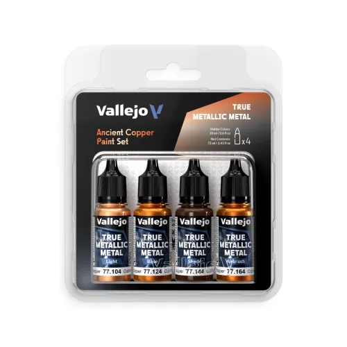 Vallejo 77253 ANCIENT COPPER festék szett - 18ml (True Metallic Metal) 4 db makett festék