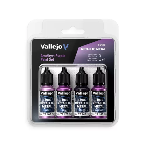 Vallejo 77255 AMETHYST PURPLE festék szett - 18ml (True Metallic Metal) 4 db makett festék
