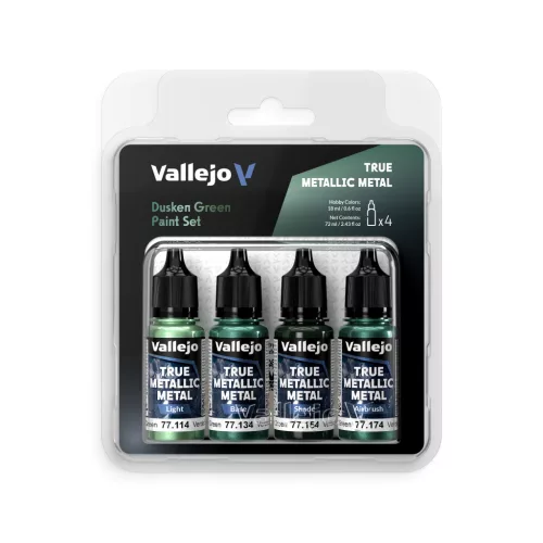 Vallejo 77257 DUSKEN GREEN festék szett - 18ml (True Metallic Metal) 4 db makett festék