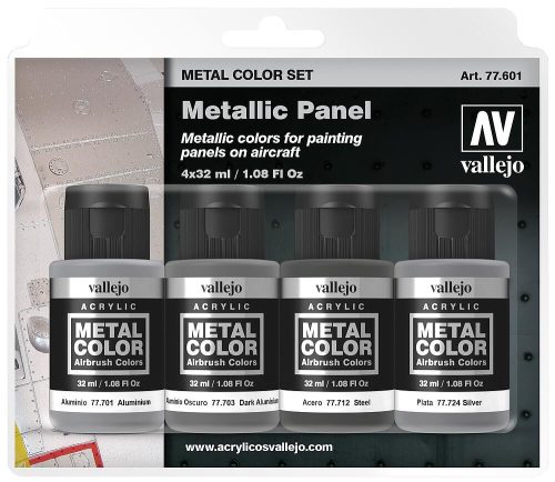 Vallejo 77601 Metallic Panel Set - akril metál makettfesték