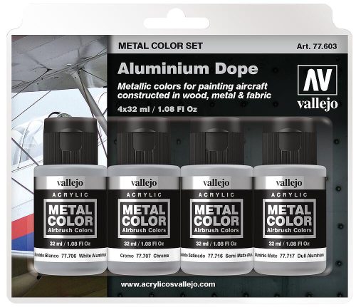 Vallejo 77603 Aluminium Dope Set - akril metál makett festék