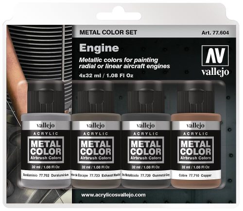 Vallejo 77604 Engine Set - akril metál makettfesték