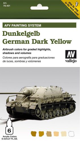 Vallejo 78401 AFV Painting System - Dunkelgrau German Dark Yellow - 6x8 ml akril makettfesték