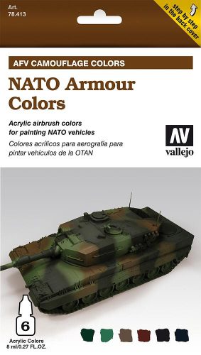 Vallejo 78413 AFV Painting System - NATO Armour Colors - 6x8 ml akril makettfesték