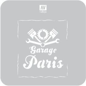   Vallejo 06557 ST-LET001 Vintage Garage Sign - 1/35 stencilek sablonok