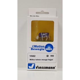   Viessmann 1582M Mozgó figura, fejét mozgató lila-fehér Milka tehén (H0)