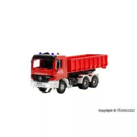   Viessmann 8050 CarMotion: Mercedes-Benz Actros cserefelépítményszállító tűzoltóautó, Feuerwehr - működő villogóval (H0)