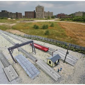   Walthers 34048 Amerikai rakodórámpa és feljáró (3 db), rakodódaruval (H0)