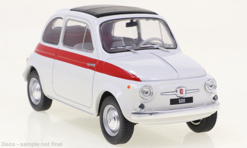 WhiteBox 263748 Fiat 500 fehér/piros, 1960 (1:24) (WB124182)