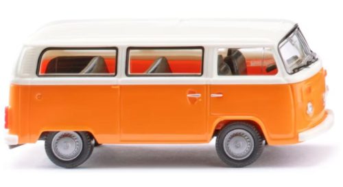 Wiking 031802 Volkswagen Transporter T2b busz, narancs/fehér, 1967 (H0)