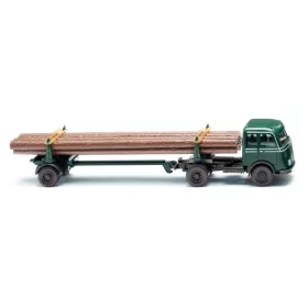   Wiking 039014 Mercedes-Benz Pullman rönkszállító kamion - mohazöld (H0)